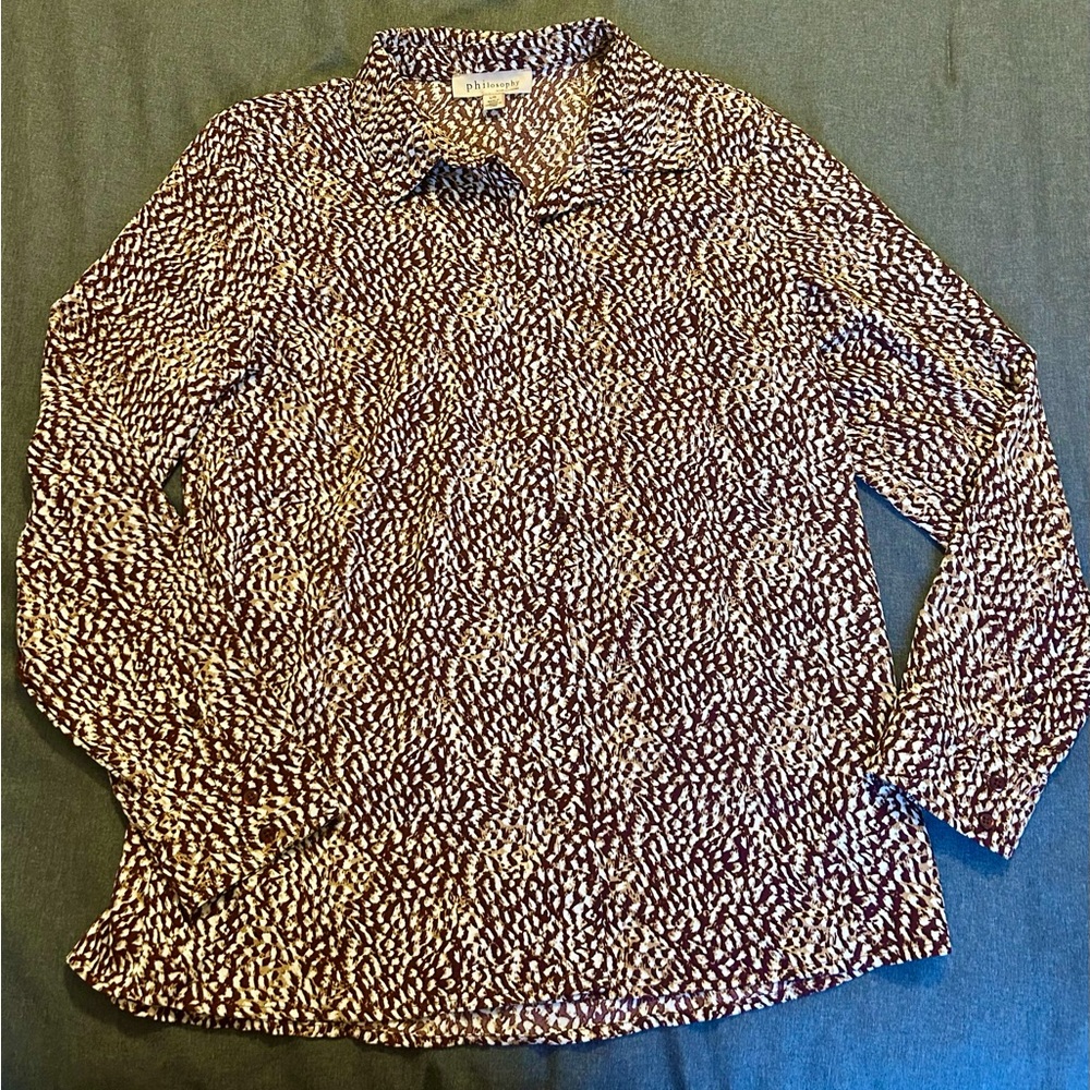 Philosophy Brown and Cream Patterned Blouse
